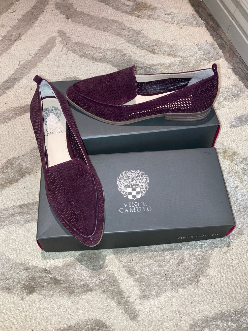 Vince Camuto Women's Plum Suede Perforated Loafers